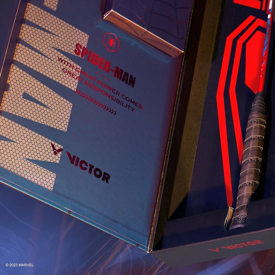 Victor AuraSpeed Spider-Man GB-D 4U6 Badminton Racquet | Limited Edition Gift Box